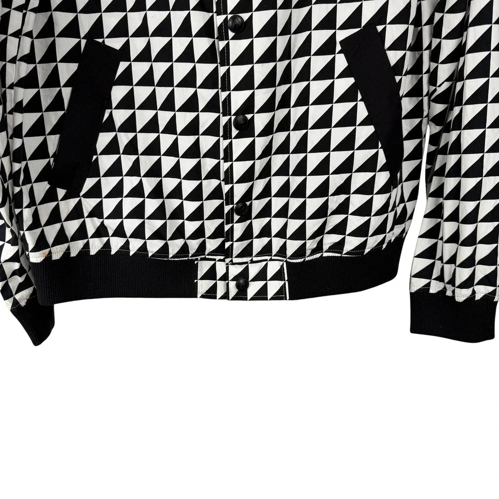 Blvck Scvle Bomber Jacket Mens Large Black White Lightweight Checkered Flag SKA